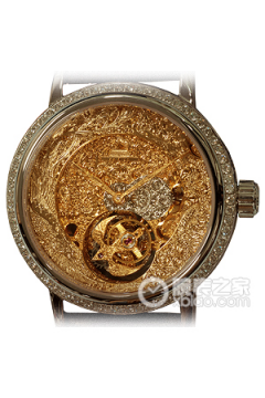 北京表 游龙戏凤铂金钻手工雕刻陀飞轮腕表